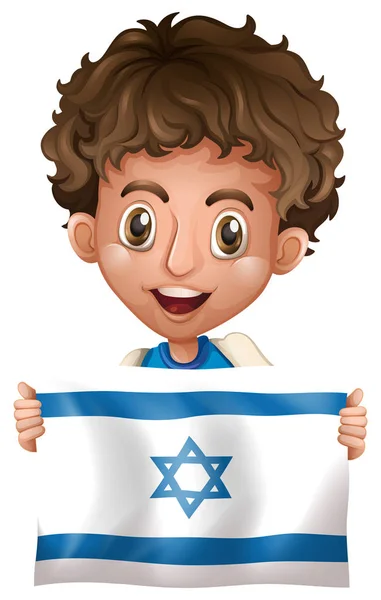 Szczęśliwy chłopiec z flagą Izraela — Wektor stockowy