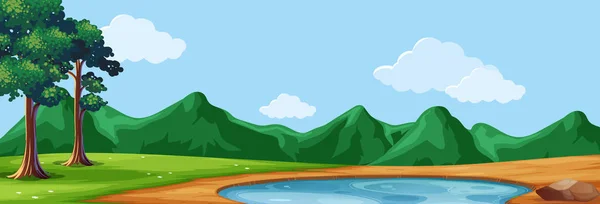 Background scene with trees and pond — Stock Vector