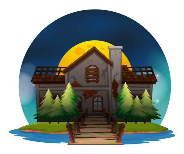 Starý dům na pustém ostrově — Stockový vektor
