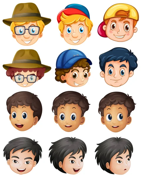 Diferentes personajes para chicos con gran sonrisa — Archivo Imágenes Vectoriales