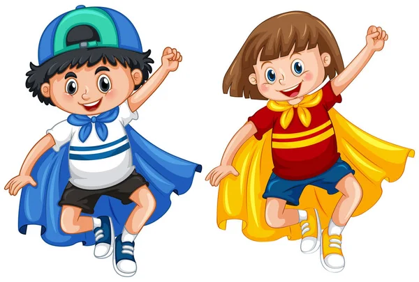 Boy and girl in hero outfit — Stock Vector