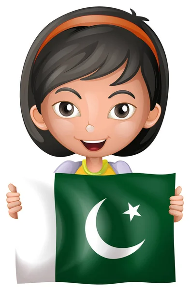 Ragazza carina con la bandiera di Pakistan Grafiche Vettoriali