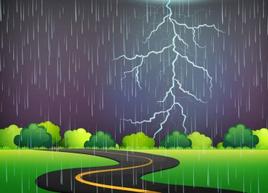 Road Trip fırtına gece altında