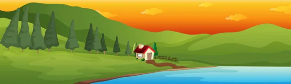 Una casa de lago en el Valle Grande — Vector de stock