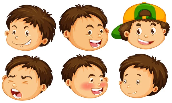 Un chico con expresión facial — Vector de stock