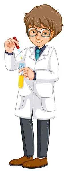 Chemist with the Test Tube in His Hand — Stock Vector