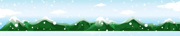 Snowy Winter Mountain Panorama Scene — Stock Vector