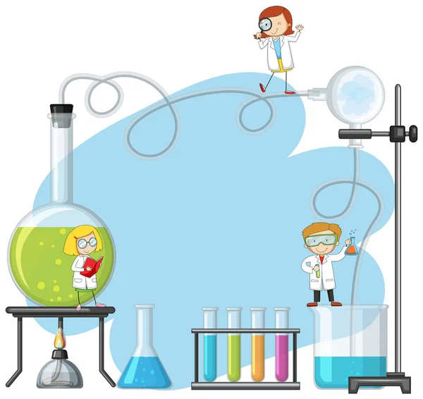 Científico de Doodle en el laboratorio — Vector de stock