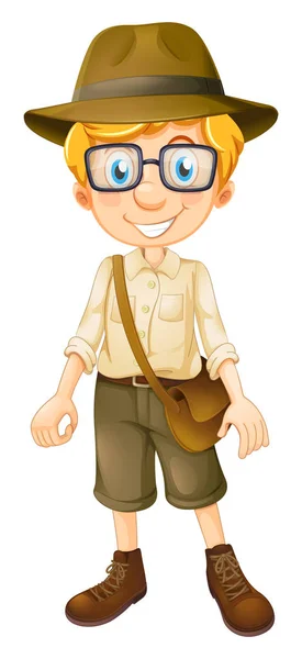 Ένα αγόρι Safari φορώντας γυαλιά — Διανυσματικό Αρχείο