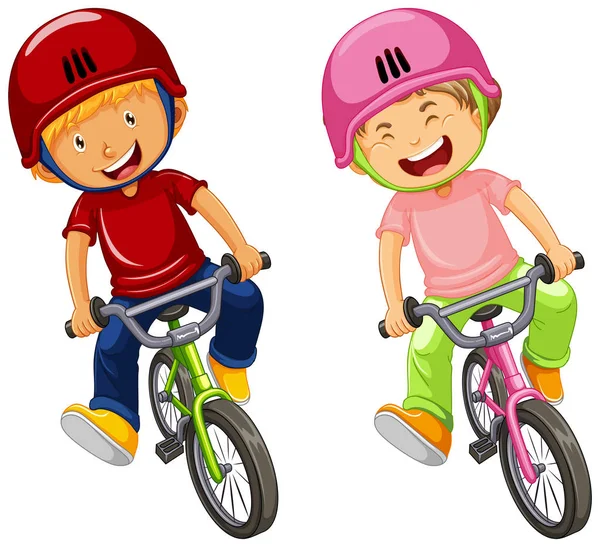 Urban Boys Montar en bicicleta sobre fondo blanco — Vector de stock