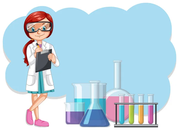 A Scientist and Laboratory Equipments — Stock Vector