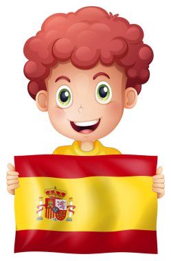 Bir çocuk İspanyol bayrağı ile