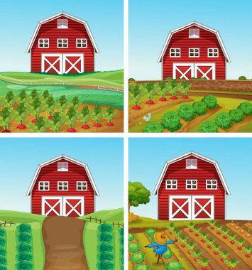 Kırsal çiftlik ve ahır manzara