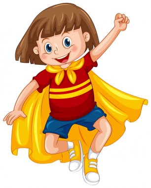  Bir çocuk süper kahraman beyaz arka plan üzerinde giyinmiş.