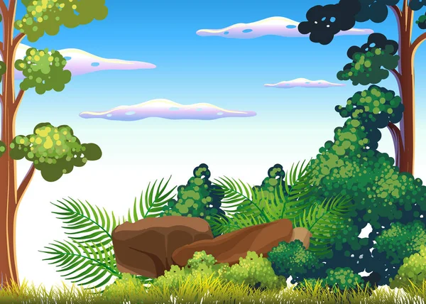 Una hermosa escena de selva tropical — Vector de stock