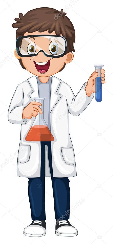 A Chemist Holding Beaker and Test Tube