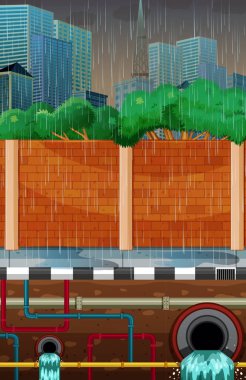 Şehir yeraltı su boru sistemi