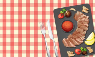 Steak and Sauce on Plate vector Steak and Sauce on Plate vector
