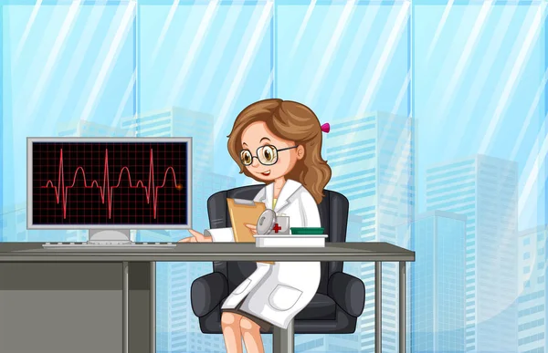 A Doctor in Modern Hospital — Stock Vector