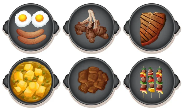 Un ensemble de repas sur une plaque chauffante — Image vectorielle