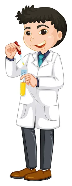 A Scientist Experiment in Test Tube — Stock Vector