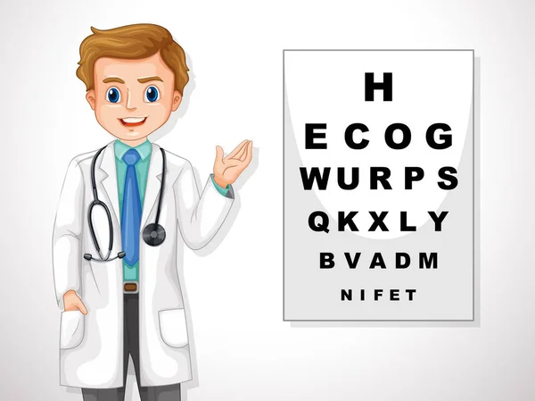 Oculist toont een grafiek van het oog — Stockvector