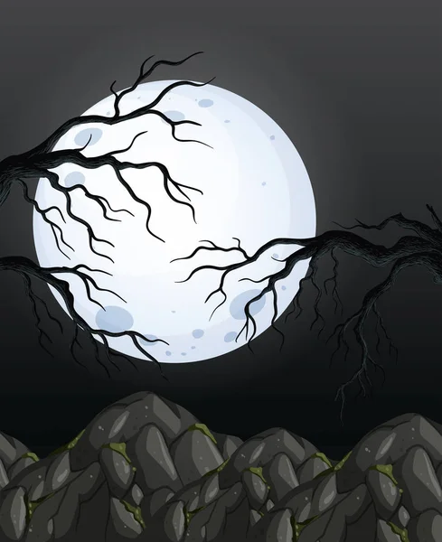Mystery Dark Night Forest Background — Stock Vector