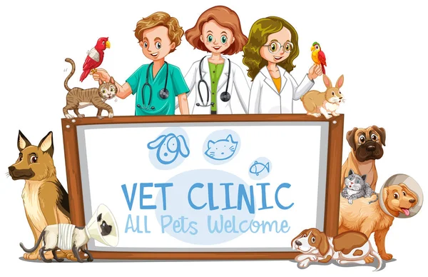 Vet Clinic Banner on White Background — Stock Vector