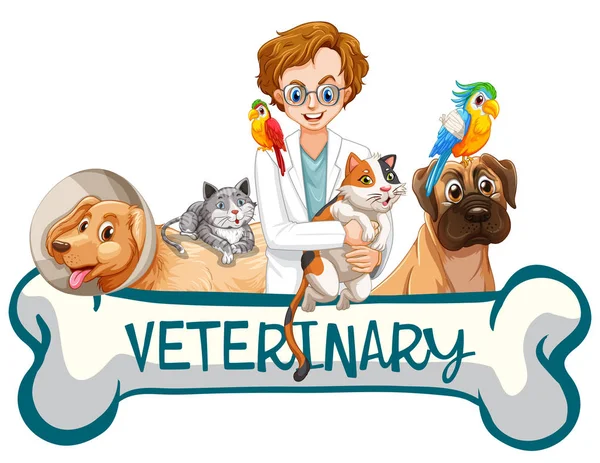 A Banner of  Veterinary Clinic — Stock Vector