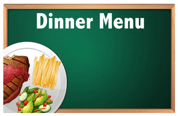 Um menu de jantar no modelo de placa de giz — Vetor de Stock