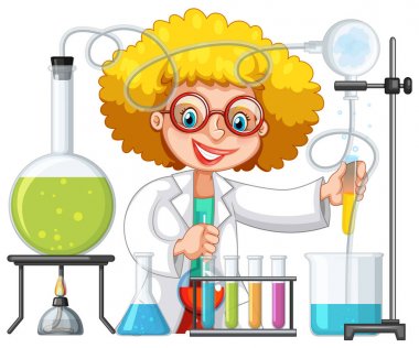 Bir öğrenci fen bilgisi laboratuarı dersinde