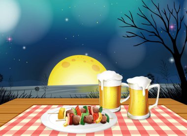 BBQ Dinner with Cold Beer vector BBQ Dinner with Cold Beer vector