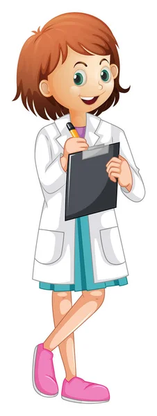 A Female Doctor Writing Report — Stock Vector