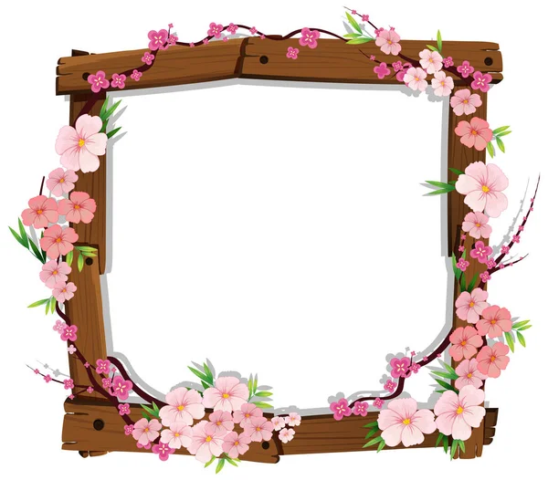 Asiatique rose japonais Sakura sur cadre en bois — Image vectorielle