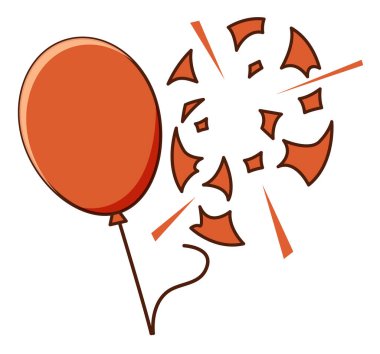 Red balloon popped on white background clipart