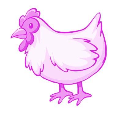 Beyaz arka planda pembe tavuk