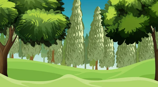 숲에서 나무와 배경 장면 — 스톡 벡터