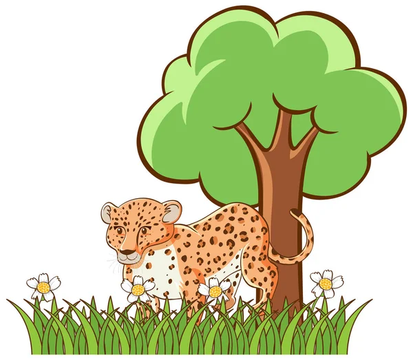 Imagen aislada de guepardo en el jardín — Vector de stock