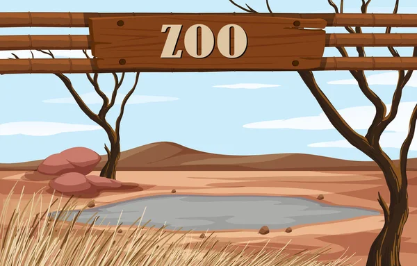 Background scene of zoo with sign — Stok Vektör