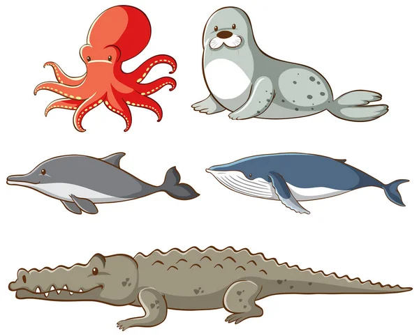 Isolated picture of sea animals — Stock Vector
