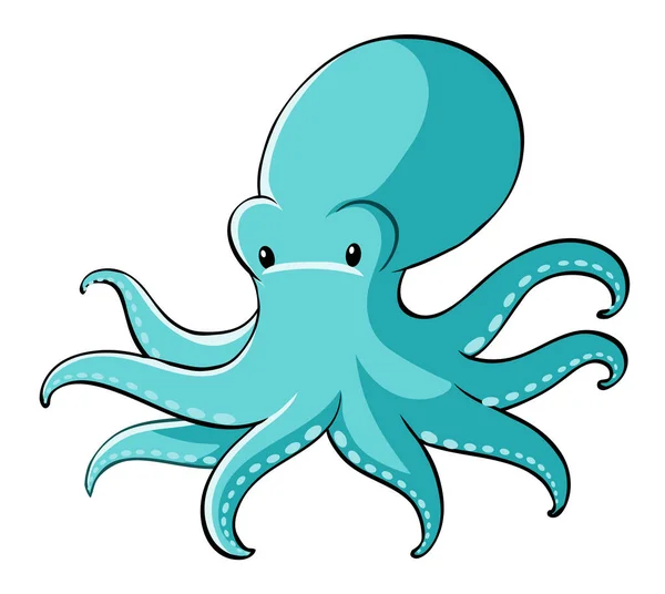 Blue octopus on white background — Stock Vector