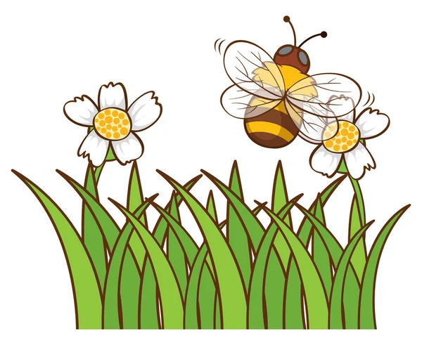 Bienen fliegen im Garten — Stockvektor