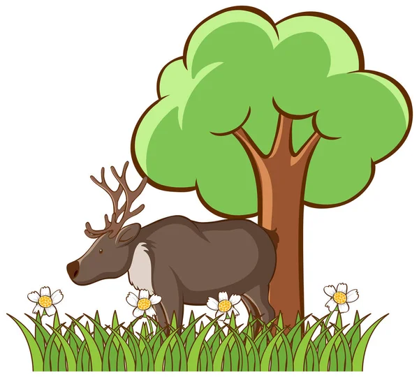 Isolated picture of deer in the park — Stock Vector