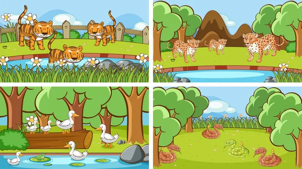 Background scenes of animals in the wild — 스톡 벡터