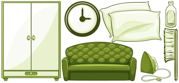 Artículos para el hogar en verde — Archivo Imágenes Vectoriales