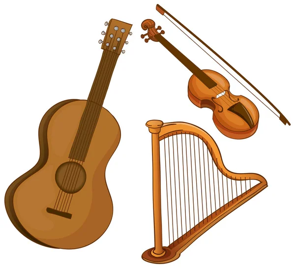 Isolated set of instruments on white background — Stock Vector