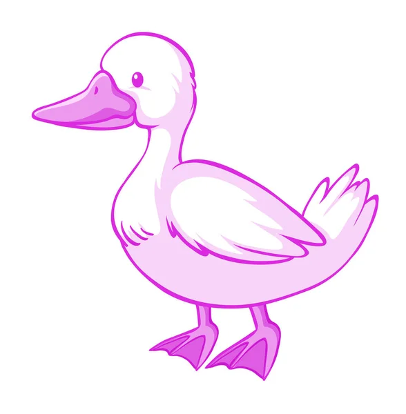 Pato rosa sobre fondo blanco — Vector de stock