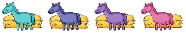 Άλογα σε τέσσερα διαφορετικά χρώματα — Διανυσματικό Αρχείο