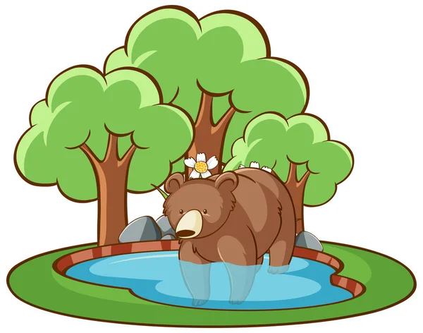 Geïsoleerde afbeelding van beer in water — Stockvector