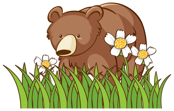 Isolated picture of grizzly bear in garden — Stockvector